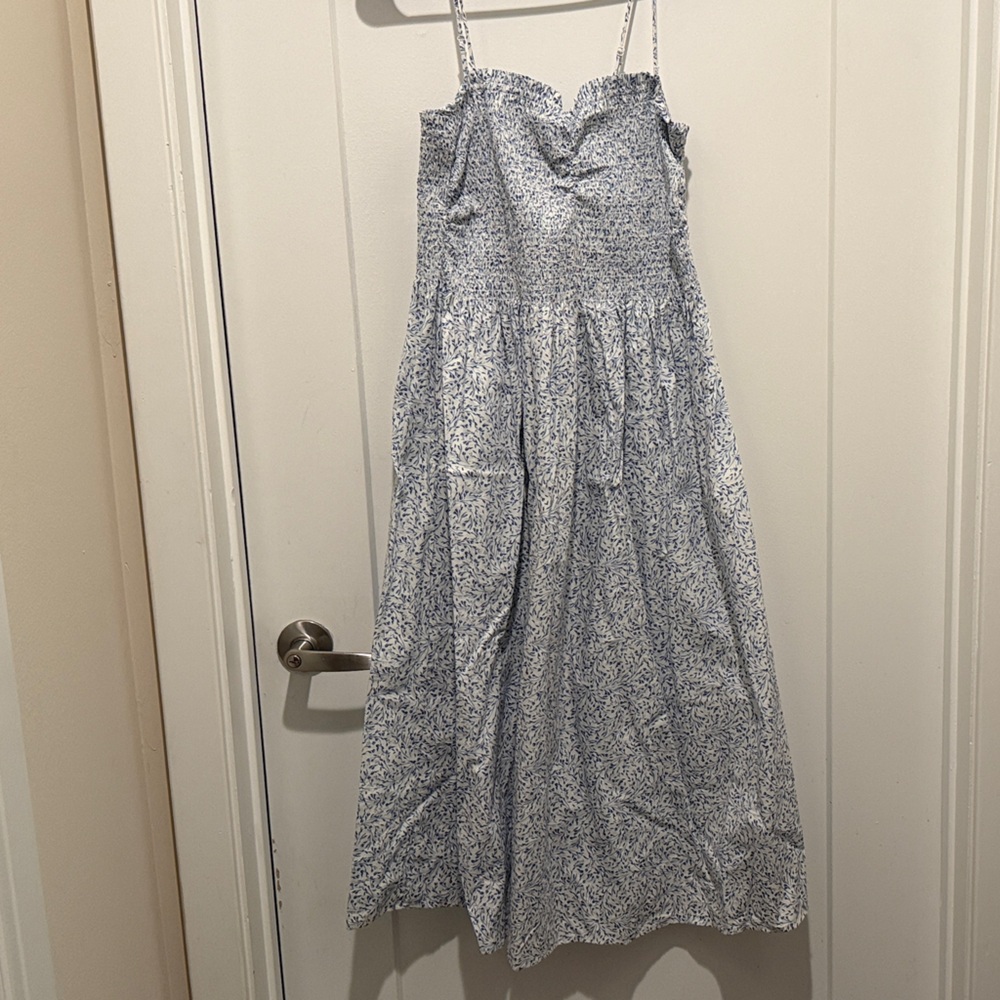 H&M Blue Floral Strapless Dress